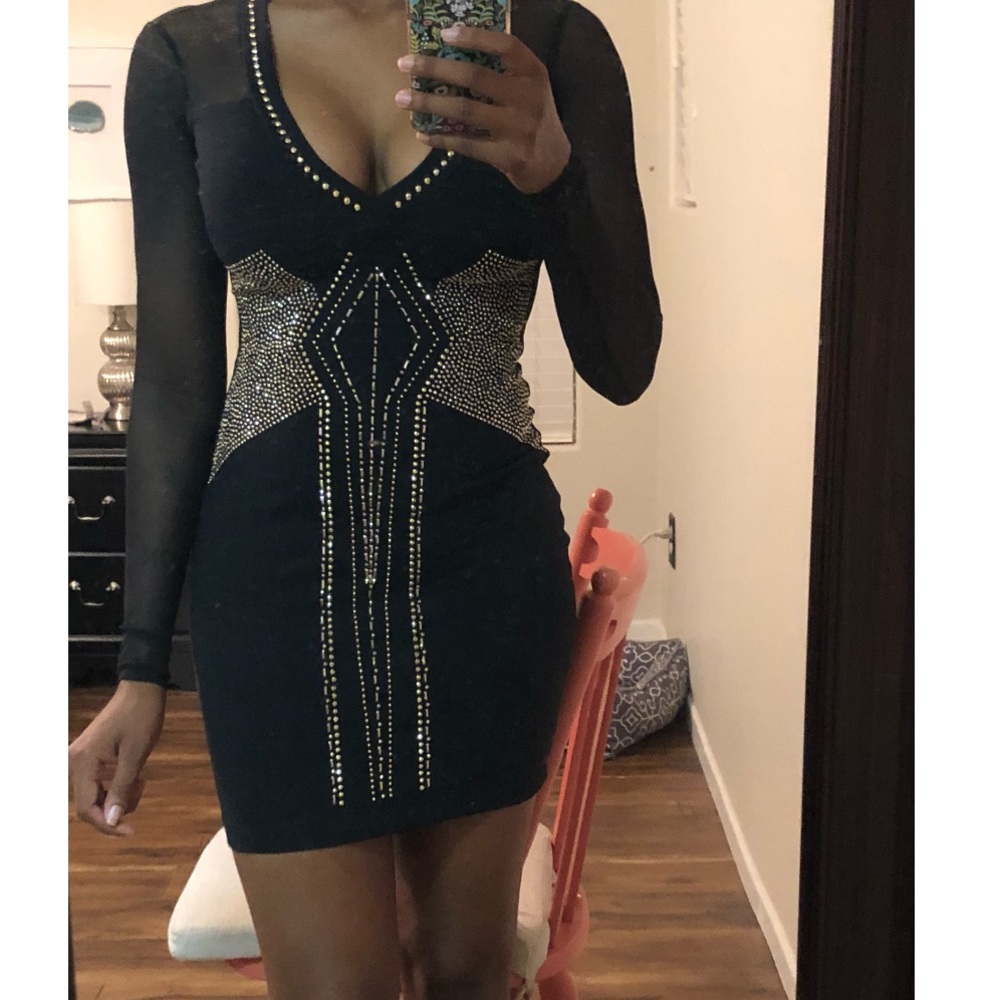 Bebe mesh sleeve dress
